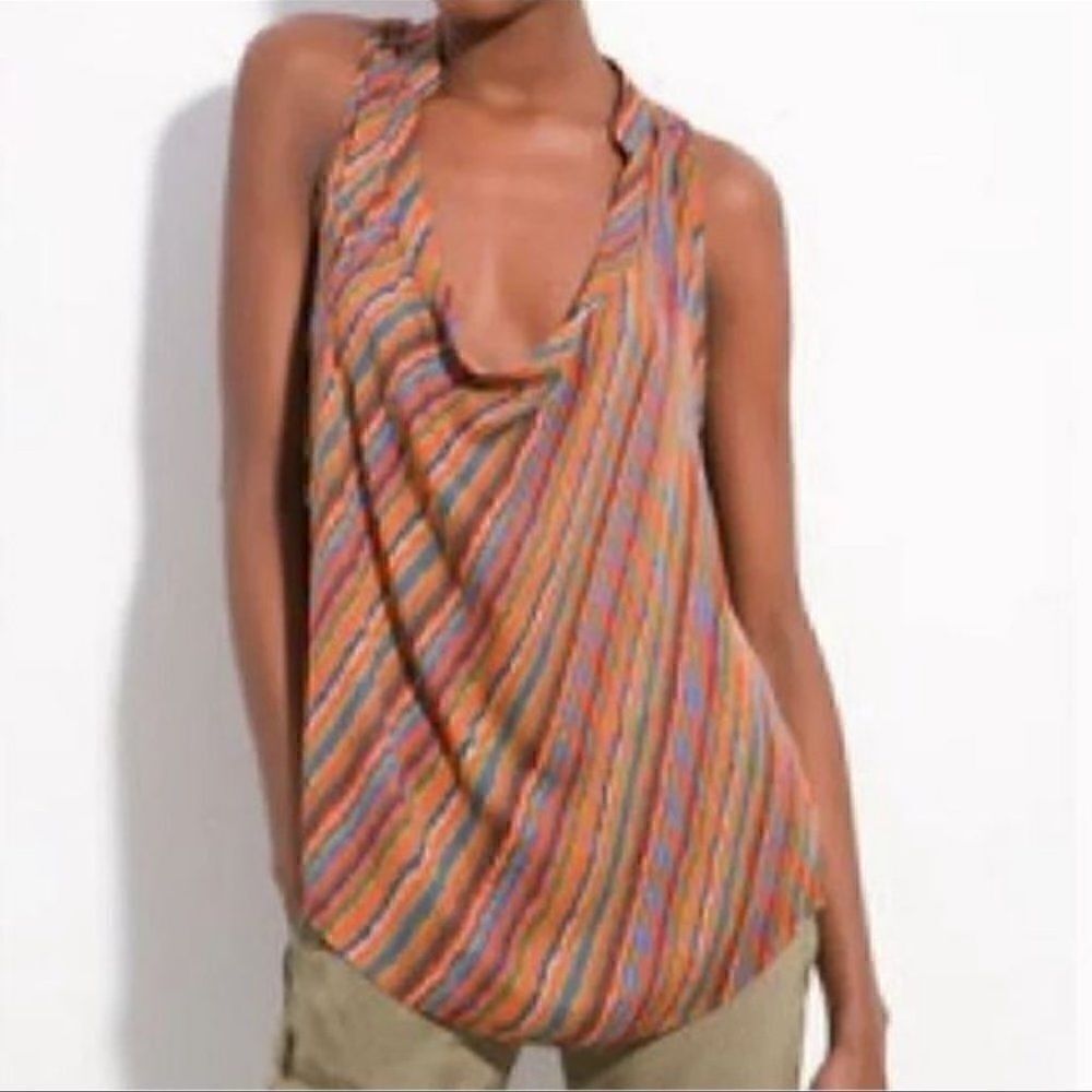 Haute Hippie Multicolor Silk Draped Neck Tank S